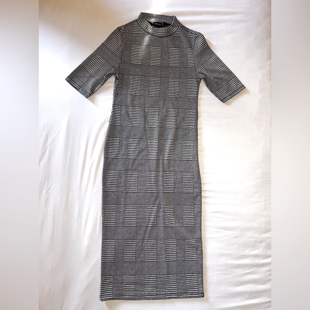 Midi Bodycon Dress || Vintage Houndstooth Pattern